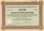 Historisches Wertpapier: BMW AG, 1000 RM, 1925
